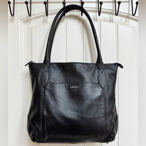 Lodis Siera Black Pebble Leather Travel Tote. 15” by 13” by 4”